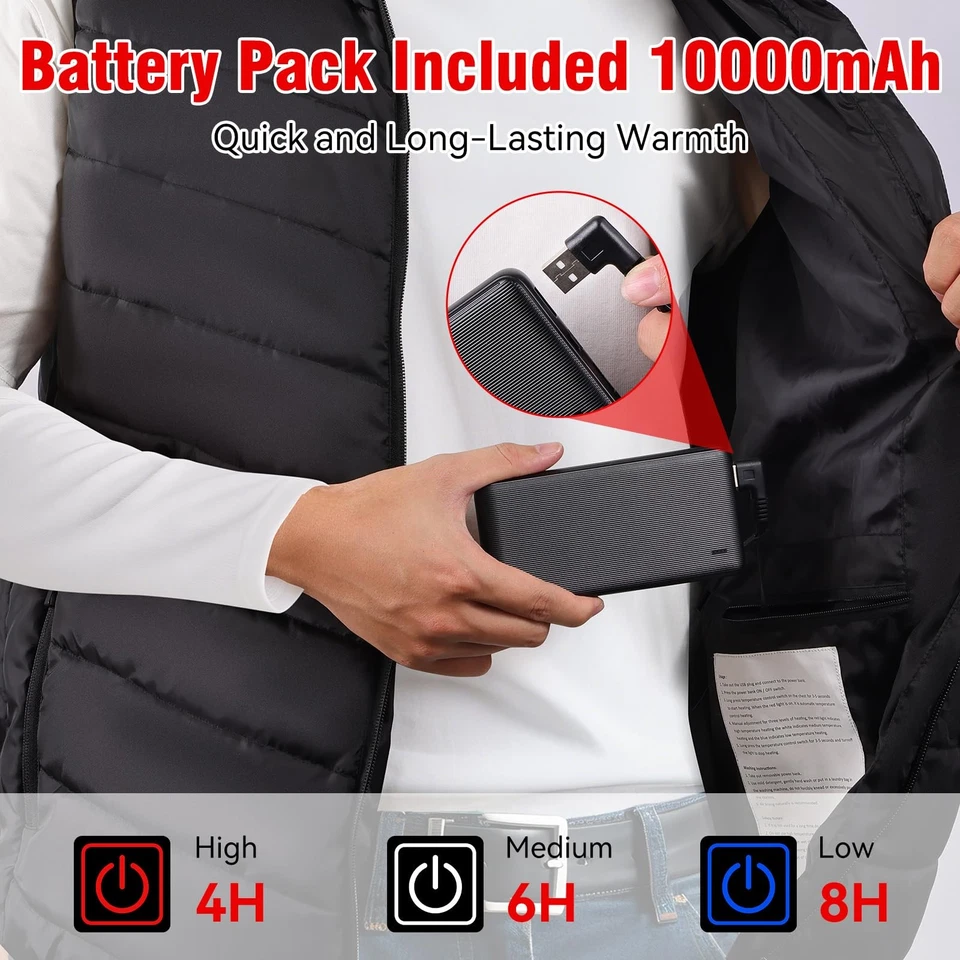 Chaleco térmico - Chaleco térmico premium para hombres y mujeres con calor dirigido de 9 zonas... Foto 4 de 4