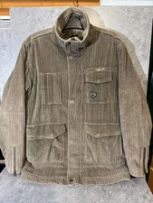 Vintage Quiksilver Corduroy Chore Medium Jacket Mens Brown Sherpa Lined Oversize