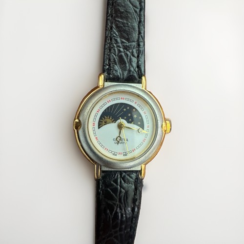 Geneva Quartz Water Resistant Wristwatch Moon phase Calendar Watch