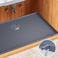 Premium Quality Under Sink Mat Kitchen Waterproof 34" x 22" Silicone Under Sink