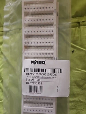 Wago 793-508 WMB marking card; as card; MARKED; 101 ... 150 (2x); not stretchable; Horizontal marking; snap-on type; white — Terminal Blocks