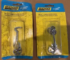 (Lot of 2) CABIN DOOR HOOK SEACHOICE 36141 CHROME PLATED BRASS 3" LONG