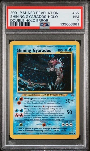 2001 POKEMON NEO REVELATION DOUBLE HOLO ERR #65 SHINING GYARADOS-HOLO PSA 7