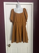 Old Navy Women’s Elastic Waist Balloon Sleeves Mini Dress XXL Rust Orange