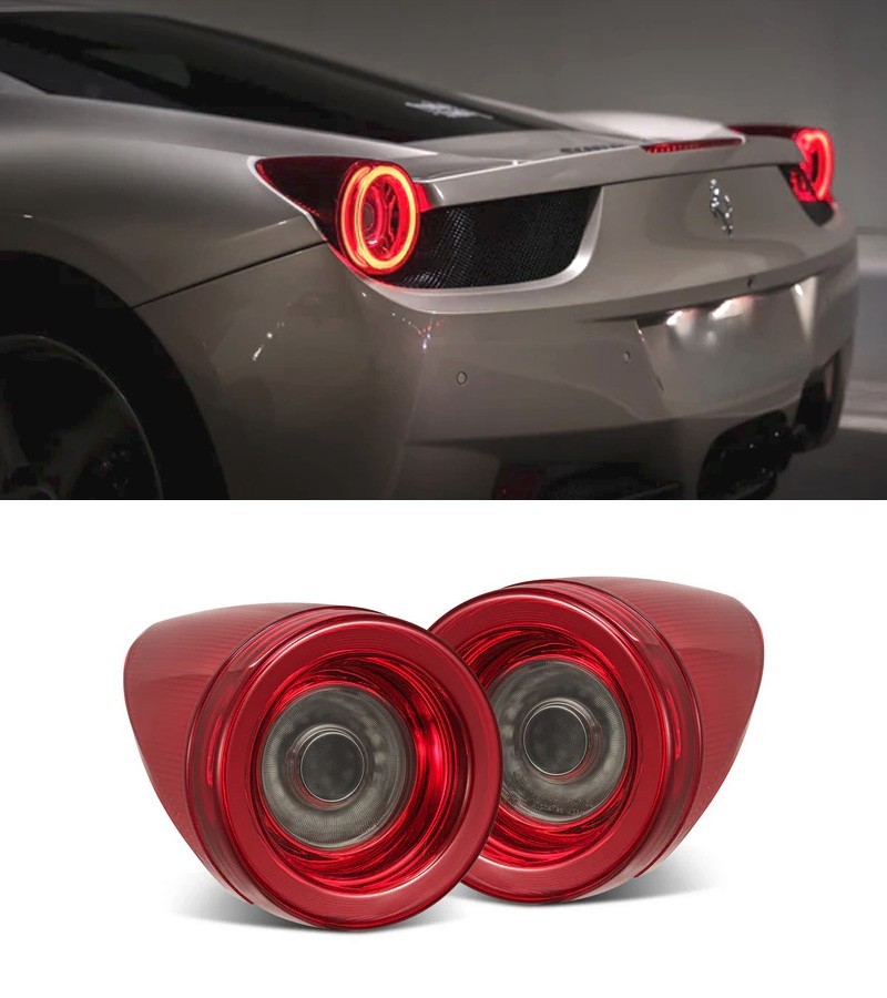 Fit 10-15 Ferrari 458 AlphaRex Nova-Series Prismatic LED Tail Lights (Red/Smoke)