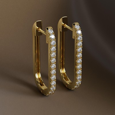 14k YellowGold Plated 2Ct Round cut Moissanite Huggie Earrings For Birthday Gift