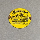 VINTAGE DOMED BUFFALO GASOLINE PORCELAIN SIGN CAR GAS OIL TRUCK MOTORCYCLE