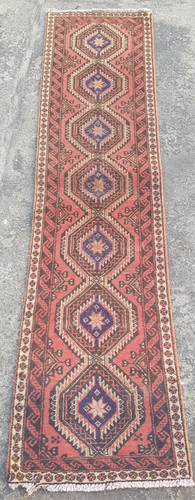 Vintage Hand Made Traditional Rug Epic Oriental Wool Multicolor Carpet 170x46 cm