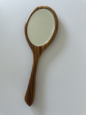 Vintage Wood Hand Held Mirror Victorian Vanity Mirror Oak Cottage Core