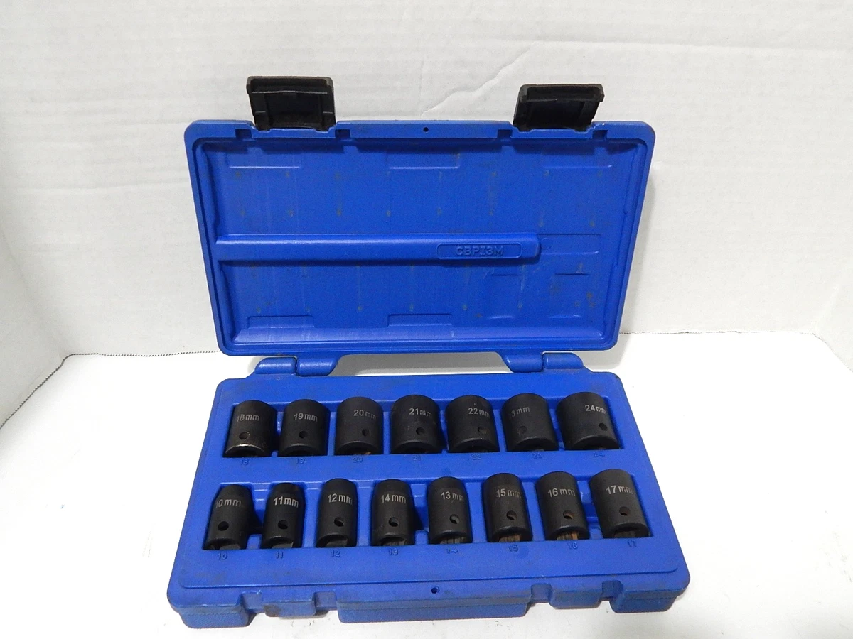 Juego De Llaves De Vaso Brunel 17 Piezas 3/8 DR - 6 Puntos, Métricas 8-24 Mm, Bandeja EVA, Modelo BR3001