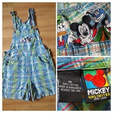 Vintage Disney Mickey Mouse Donald Duck Goofy Plaid Overalls Jr.Sz M Jerry Leigh