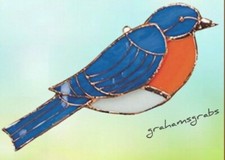STAINED GLASS BLUEBIRD SUNCATCHER SUN CATCHER GE172 Fast Ship