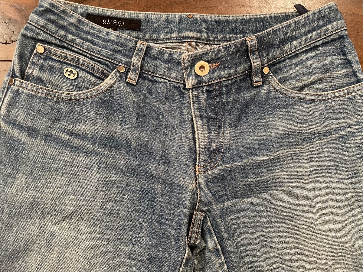 Gucci blue cotton denim jeans faded blue denim size 40 IT | eBay