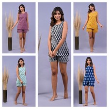 Women Cotton Summer Set 2PcsTop Bottom Short Sleepwear /Nightwear/ Lounge Wear