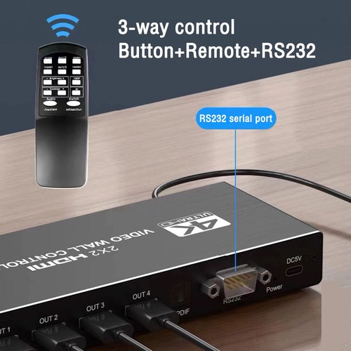 4K 2x2 HDMI DVI Video Wall Controller Processor 1x2 1x3 1x4 Multi-screen Splicer - Picture 8 of 14