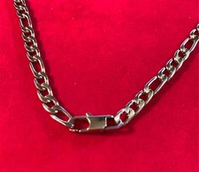32 inch 5MM STAINLESS STEEL SILVER FIGARO NECKLACE WITH DESIGNER CLASP