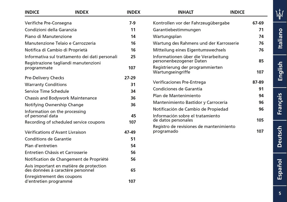 Maserati Serviceheft DE FR ENG ESP ITA - Bild 3 von 4