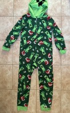 Minecraft Creeper Green TNT One Piece Zip Fleece Pajamas Costume PJ  s Boys L