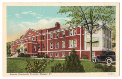 Glasgow Kentucky c1940's Samson Community Hospital, vintage car