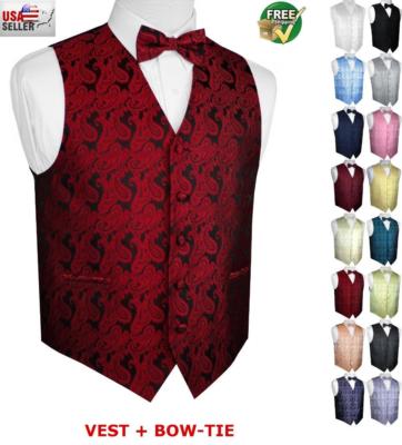 Men's Paisley Formal Tuxedo Vest and Bow-Tie. Wedding, Prom, Cruise, Dress