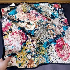 100% Silk 27'' Scarf Women Kerchief Square Bandana Wrap Fashion Colorful Flowers