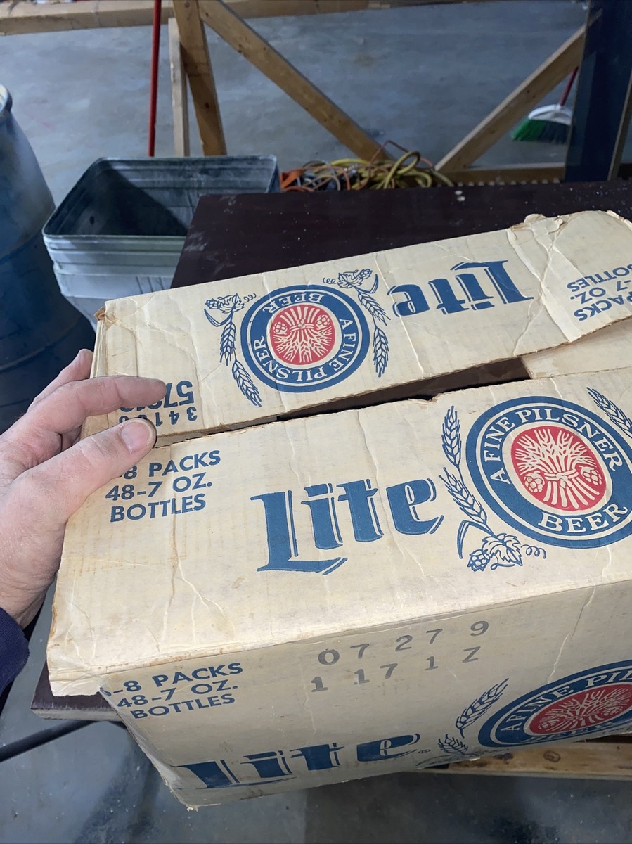 Vintage MILLER LITE PLISNER BEER 48 7 oz Bottle Cardboard Box Case