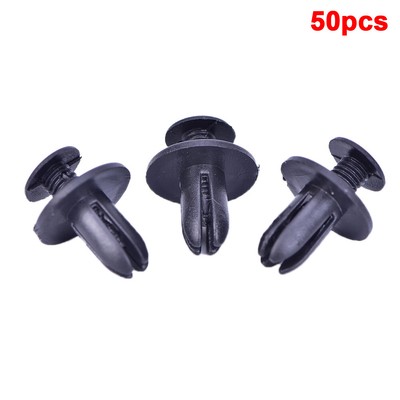 50X 6mm Auto Car Bumper  Retainer Push Black Plastic Fixed Clips Fast$r