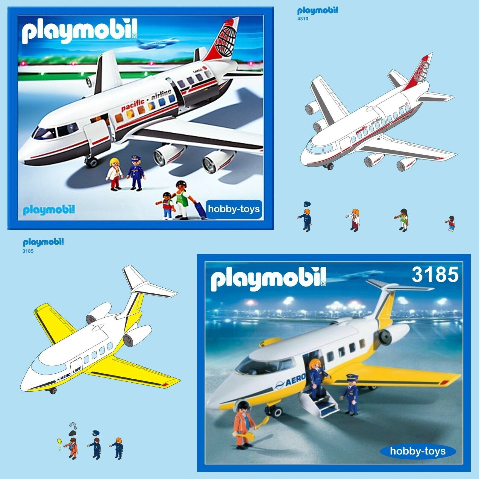 Playmobil * 3185 3352 4310 5619 5954 6081* JET PLANE * SERVICE *