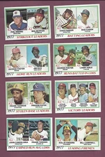 RAZOR SHARP PACK FRESH 1978 TOPPS BASEBALL LEAGUE LEADERS 8 CARD SET