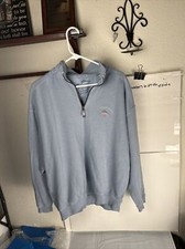 Men's Tommy Bahama Cotton Blend Light Blue Collared 1/4 Zip Sweater Large