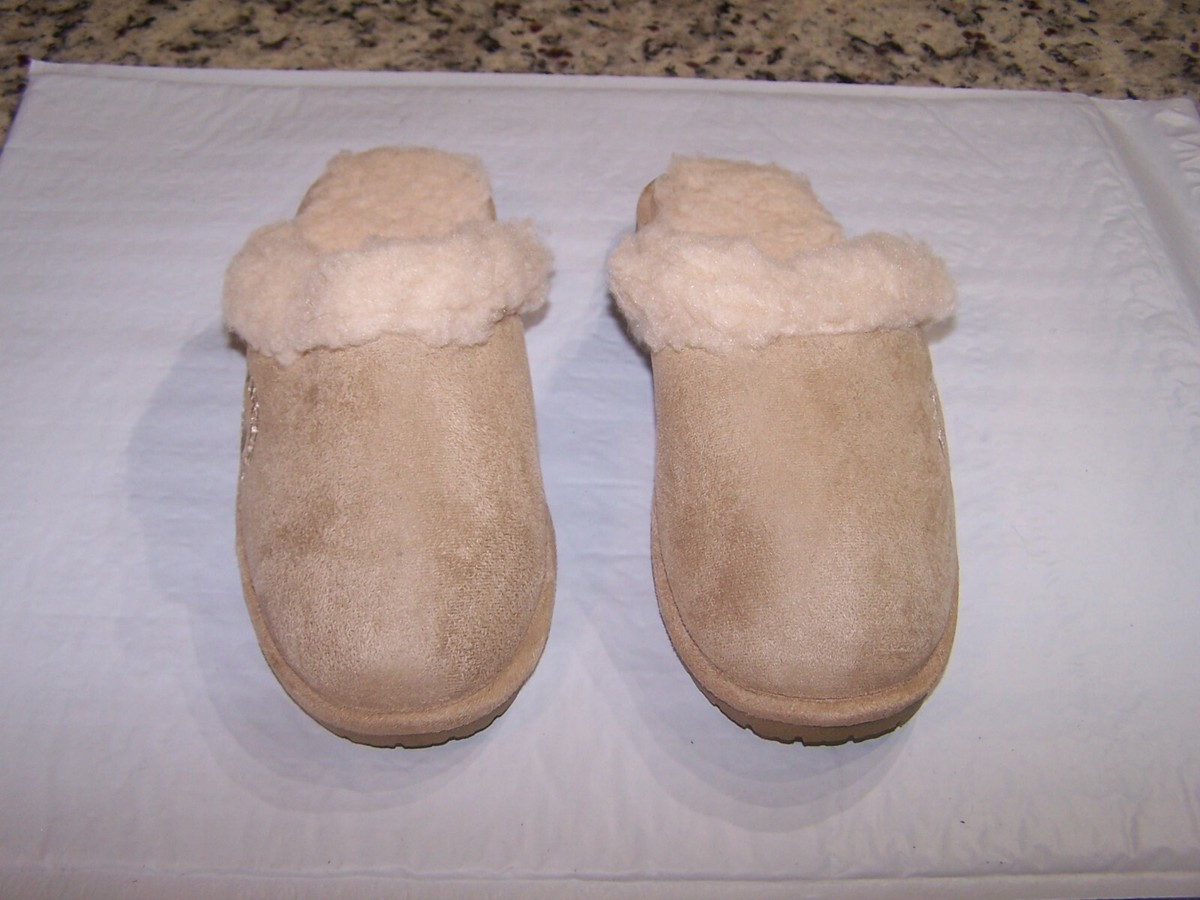 Dawgs Doggers Faux Fur Fleece Lined Clogs Shoes Scuffs Slippers Beige 5/6