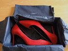 $355 NIB Theory Braxia Pump Red Suede Pointed Toe 3.5" Heel Made Italy 37 US 7 — photo 2