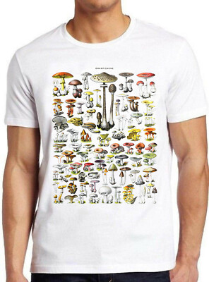 Mushrooms Champignons Antique Botanical Magic Art Drawing Tee T-Shirt M632 