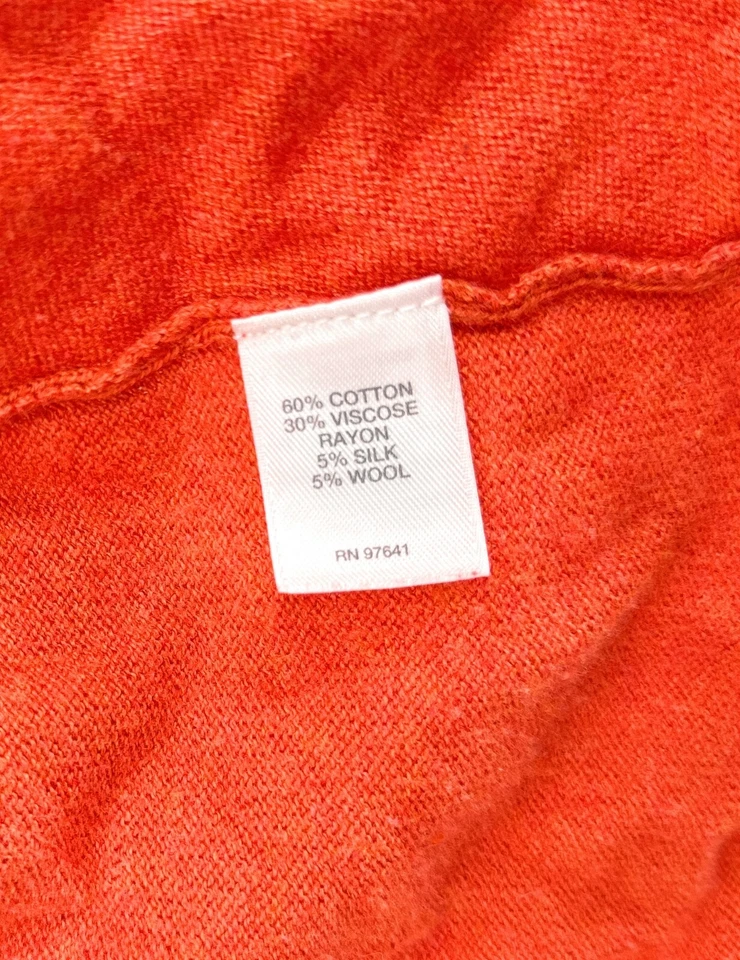 Cardigã feminino J. Jill frente aberta tamanho M manga longa laranja - Imagem 4 de 4