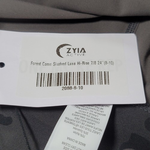 Zyia Active Slash Luxe Hi-Rise 7/8 Leggings Forest Camo Women Sz 8-10 Activewear - Picture 11 of 15