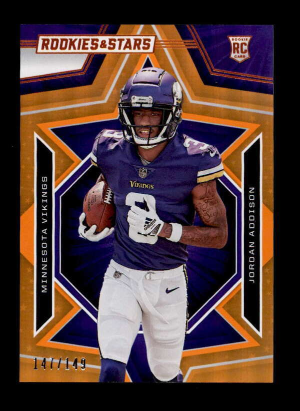 JORDAN ADDISON 2023 PANINI ROOKIES & STARS #157 ROOKIE ORANGE #147/149 BF4102