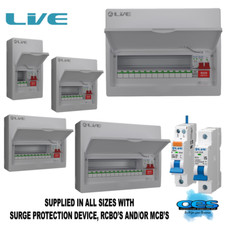 METAL CONSUMER UNITS WITH SPD, 100A INCOMER, TYPE A MINI RCBO'S LIVE ELECTRICAL