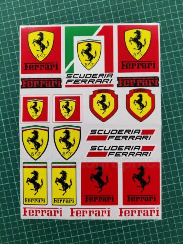 Foglio di adesivi per Ferrari Scuderia laminato 18 adesivi Formula 1 premium - Foto 1 di 5