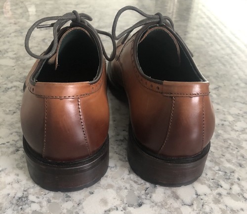 CAP TOE MEN'S SHOES US 10.5 Brown LEATHER JOHNSTON & MURPHY EUC - Picture 8 of 15