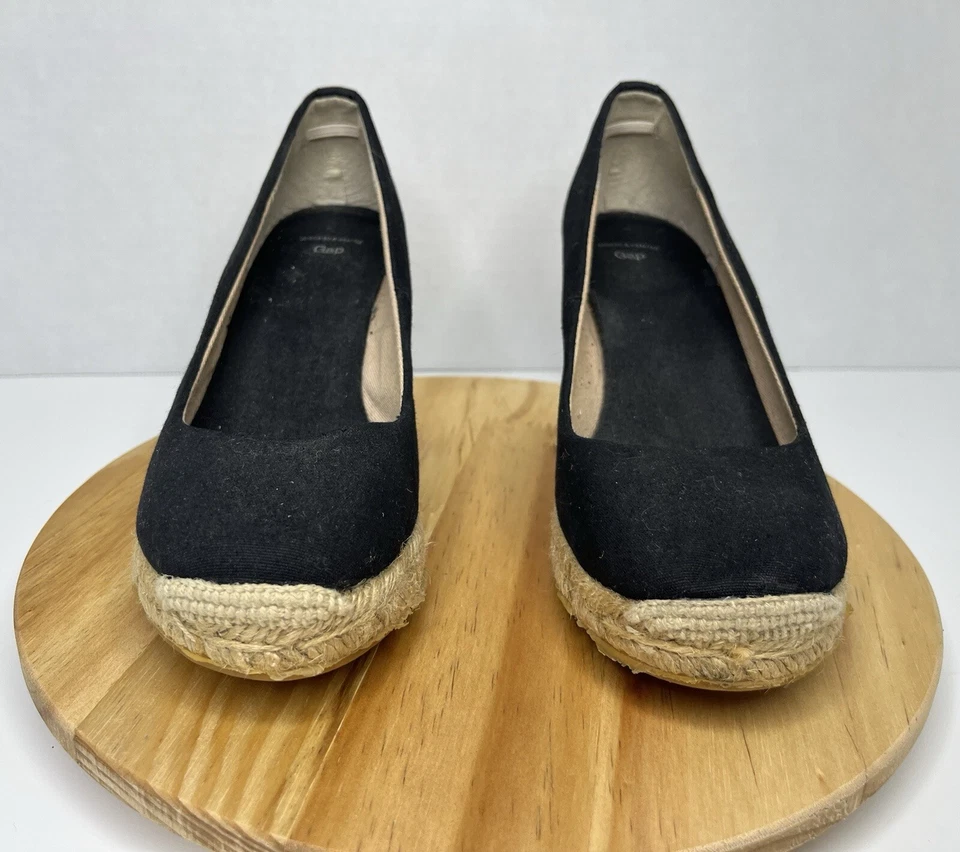 GAP Espadrille Wedge Pumps US Size 7 Black Womens Shoes - Image 3 of 4