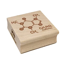 Science Molecule Caffeine Coffee Atomic Bonds Square Rubber Stamp for Stamping