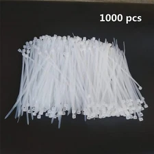 1000 Cable Wire Zip Ties 6 Inch 18 LBS Tensile Strength Self-Locking White Nylon