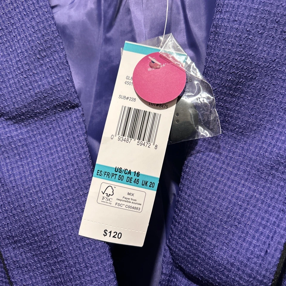 NUEVO CON ETIQUETAS Le Suit Blazer Mujer 16 Botones Uva Chaqueta Abrigo Negocios Informal $120 Foto 2 de 4