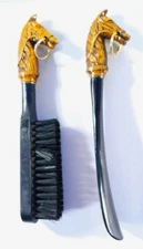 Vintage 2 pc Plastic Horse Shoe Horn And Shoe Brush Set. Japan