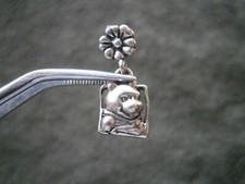 Small Winnie the Pooh Flower Vtg Sterling Silver Bracelet Charm Pendant 1.3g