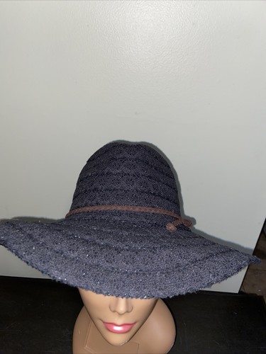 Nuovo cappello Free People nero western tesa larga pizzo marrone cravatta di corda taglia M - Foto 2 di 15