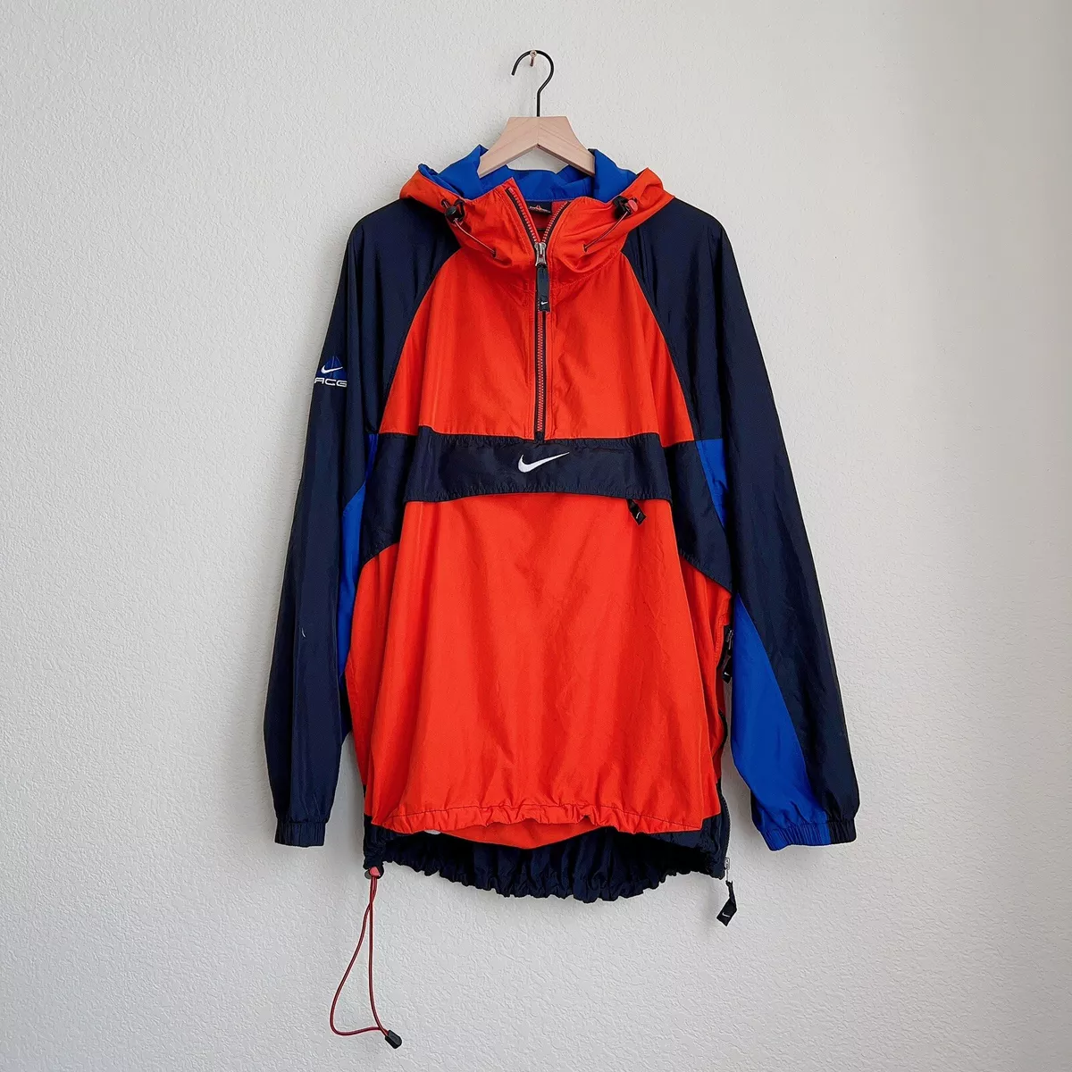 Vintage 90s Grunge ACG Nike Color Block Windbreaker Coat Jacket Orange XL  Rare