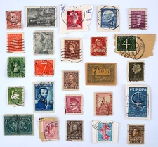 Vintage World Stamp Lot  Mixed International Historic Lot of 25 Stamps