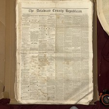 The Delaware County Republican Newspaper 1869 Phila., Pennsylvania Suburb