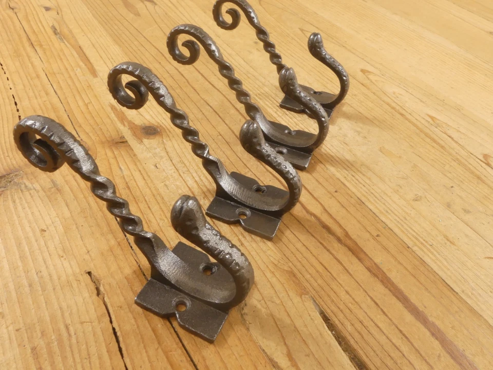 8 Iron Antique Style Coat Hooks Hat Rack Tree Restoration Industrial Fancy Lot - Image 3 of 4